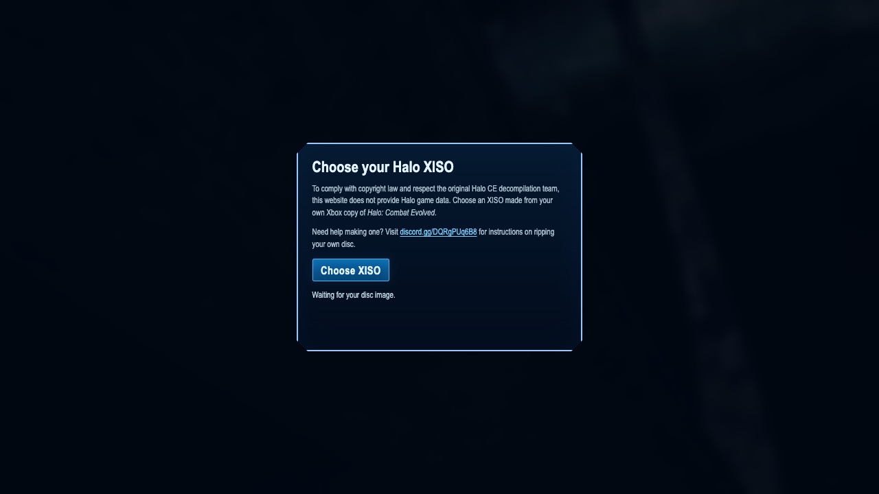 Halo CE browser project XISO upload screen